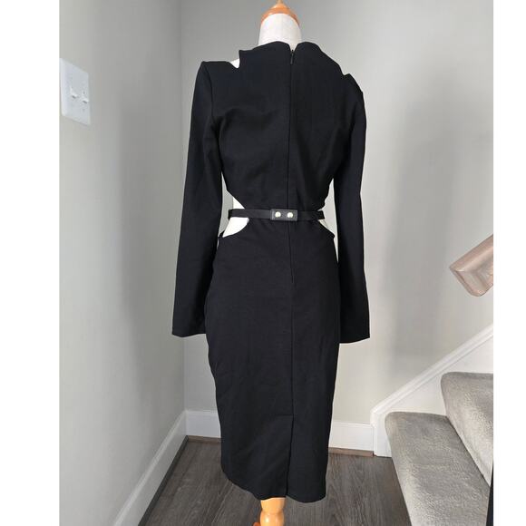 NWT Bebe Oselot LS Cutout Belted Long Sleeve Dress Size M - Picture 5 of 8